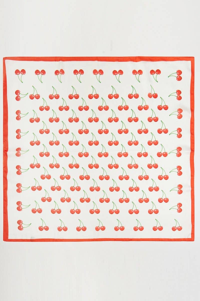 Cherry Season Square Satin Scarf
