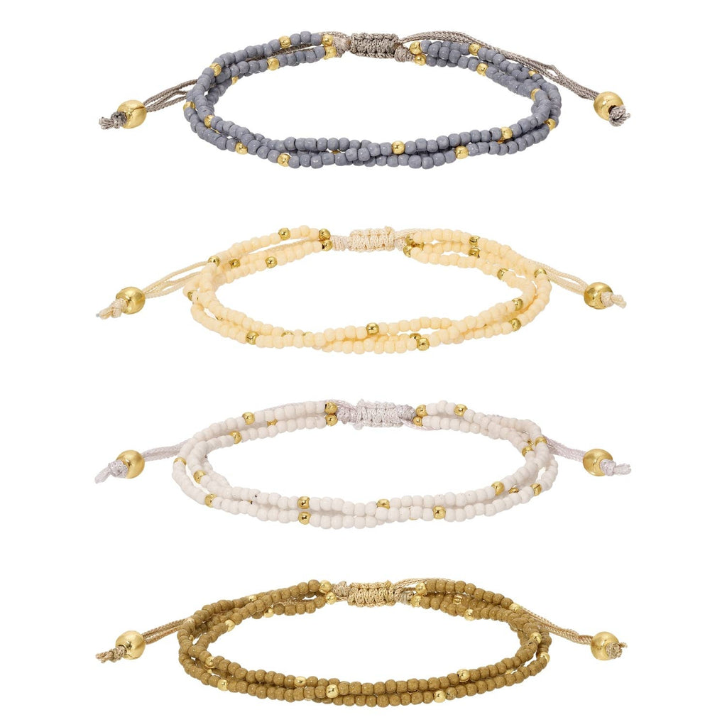 2mm Assorted Triple Adjustable Seed Bead Bracelets
