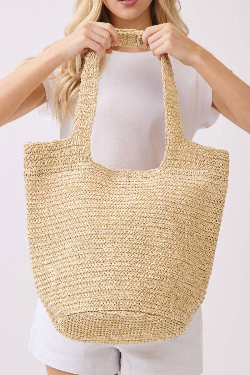 Salt & Sun Beige Woven Straw Bucket Bag