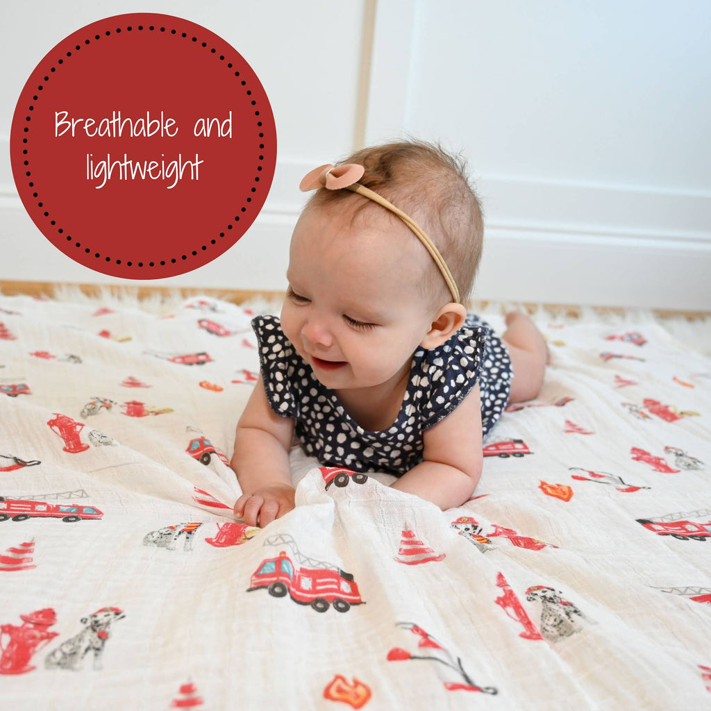 Fireman Baby Muslin Swaddle Blanket