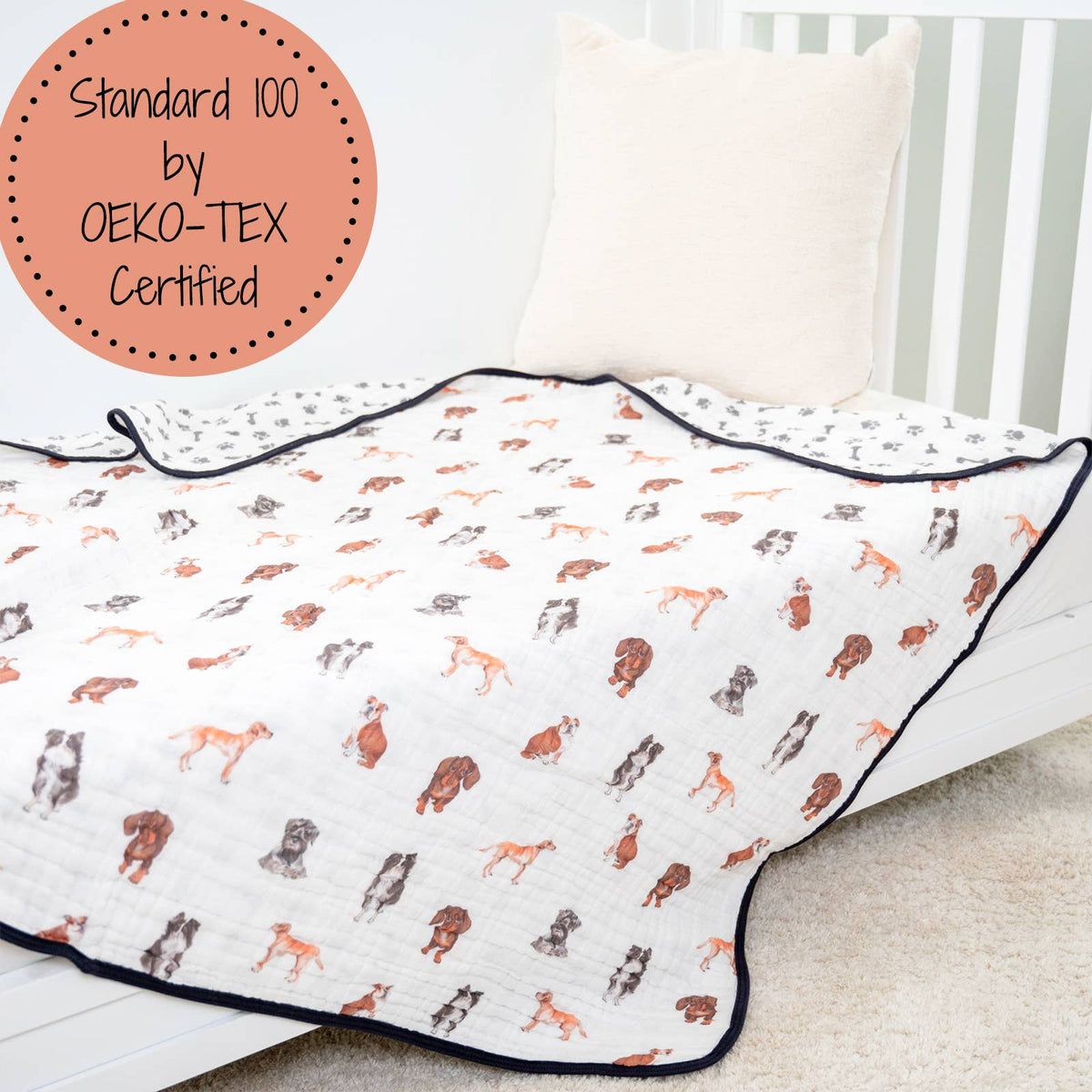 Adorable Dog Baby Toddler Muslin Quilt