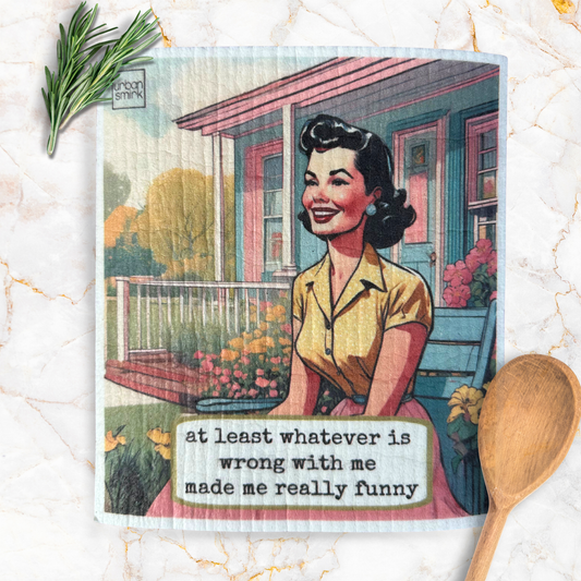Wrong with Me Made Me Funny - Vintage Swedish Dishcloth