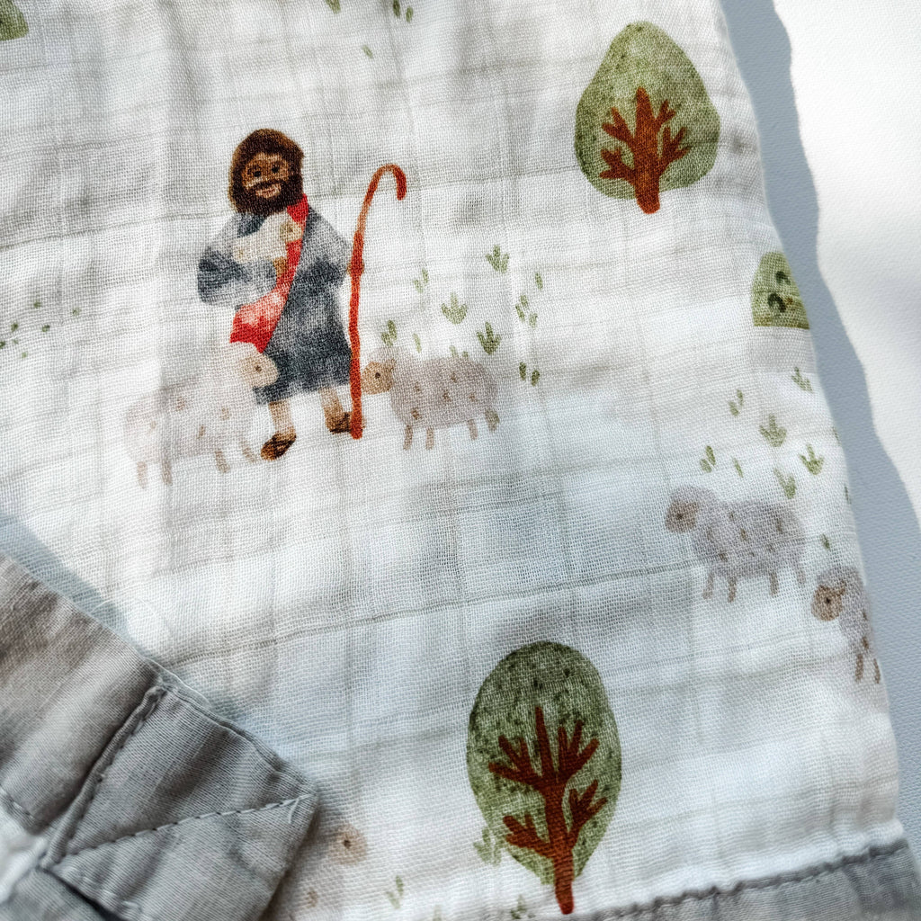 Catholic Luxury Double Sided Muslin Blanket - The Lord is my Shepherd