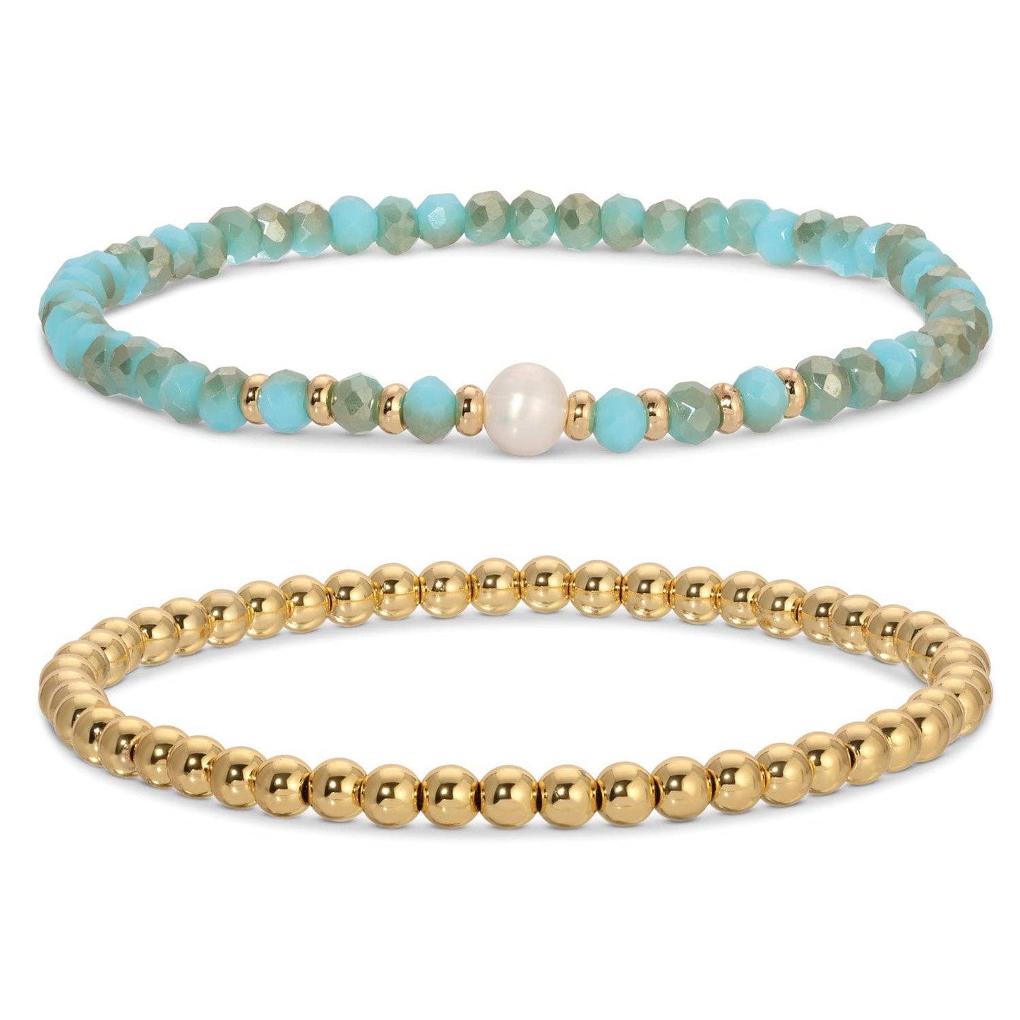 Beaded Duo Pearl Bracelet Set