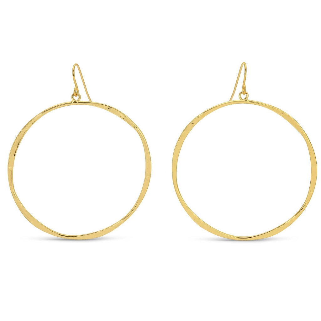 Large Lightly Hammered Open Circle Earrings