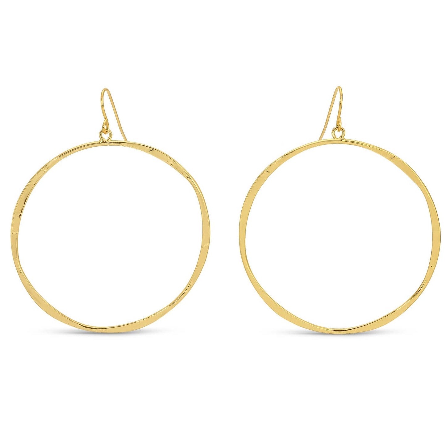 Large Lightly Hammered Open Circle Earrings