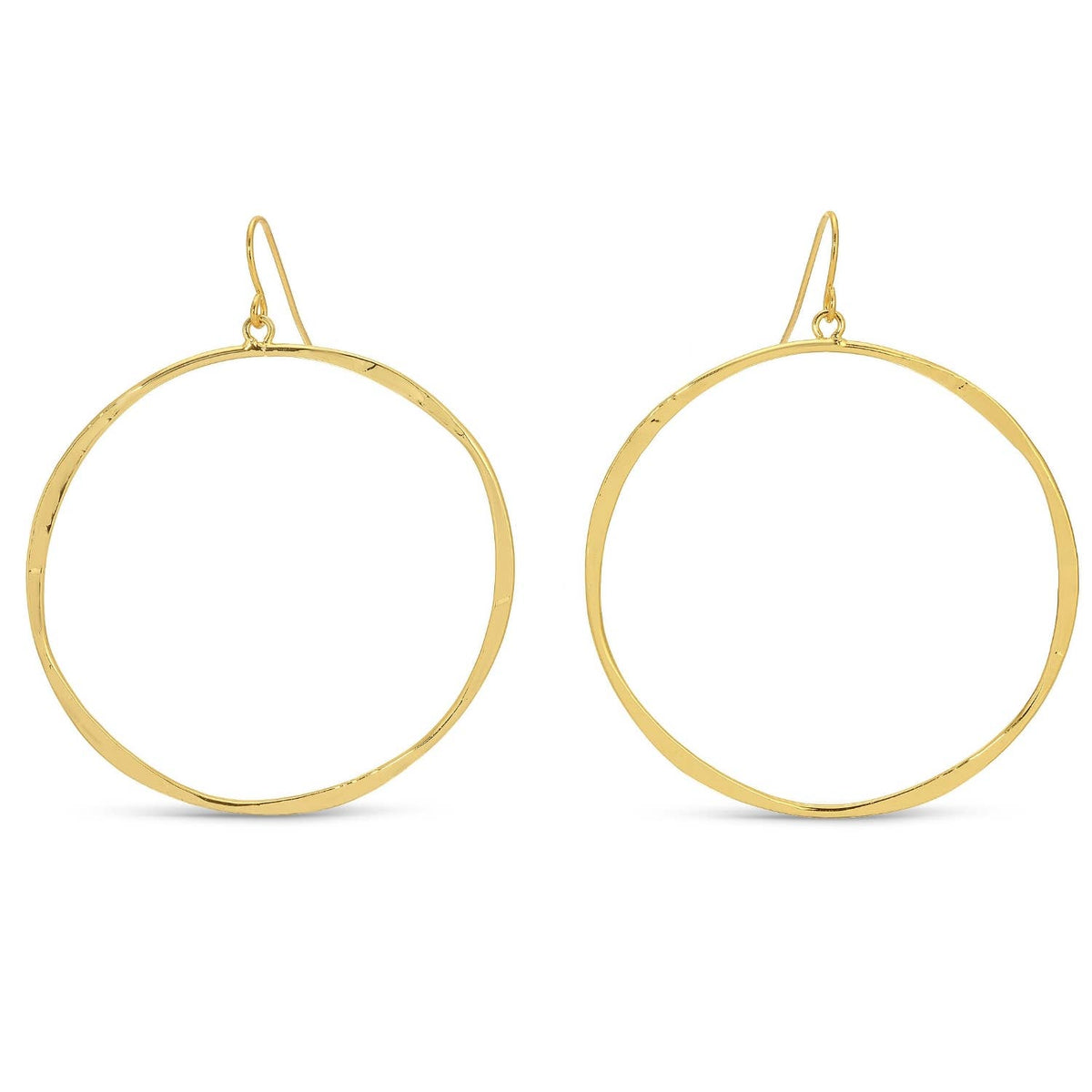 Large Lightly Hammered Open Circle Earrings