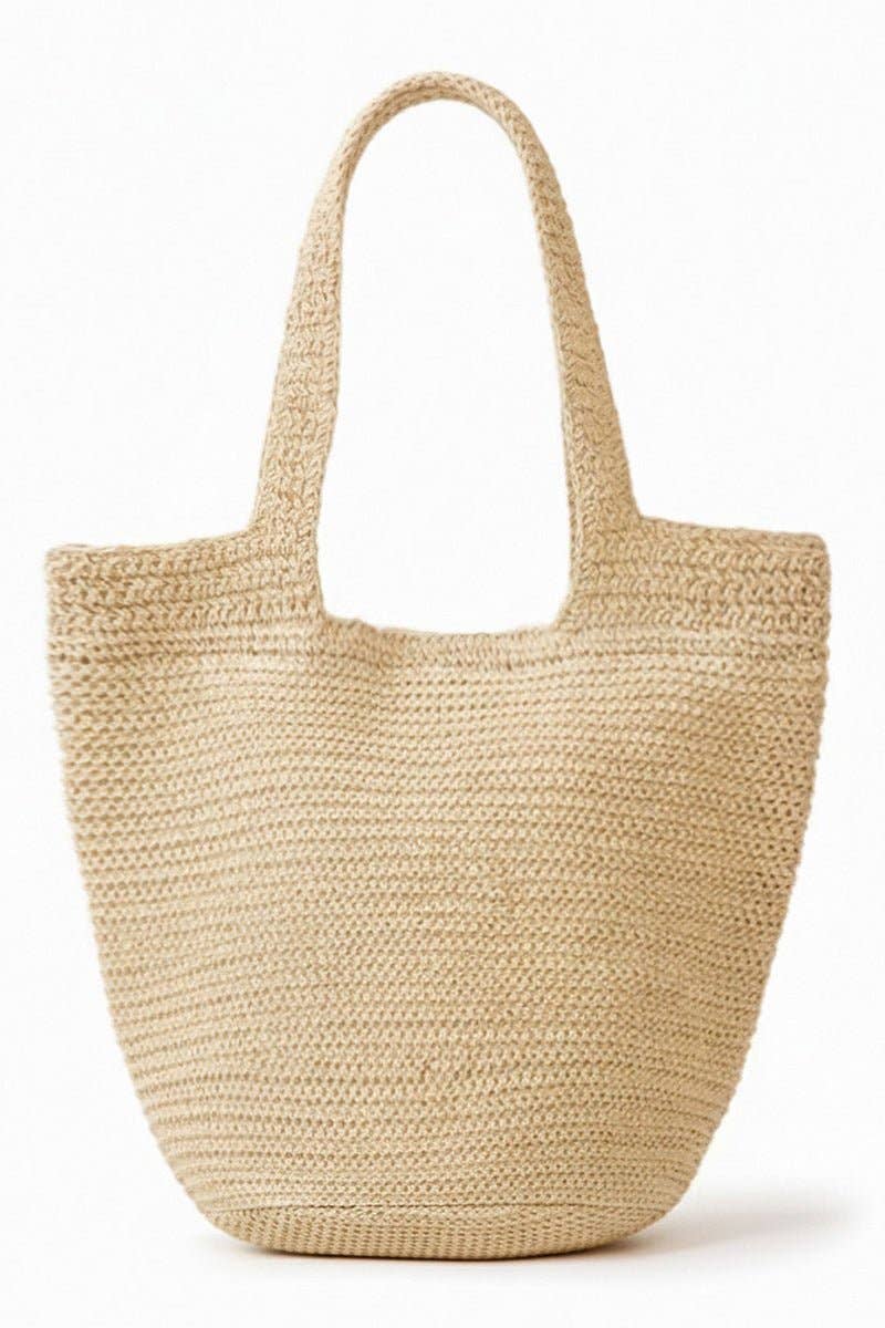 Salt & Sun Beige Woven Straw Bucket Bag
