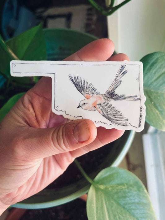 Oklahoma State Scissor-tailed Flycatcher 4" Vinyl Sticker
