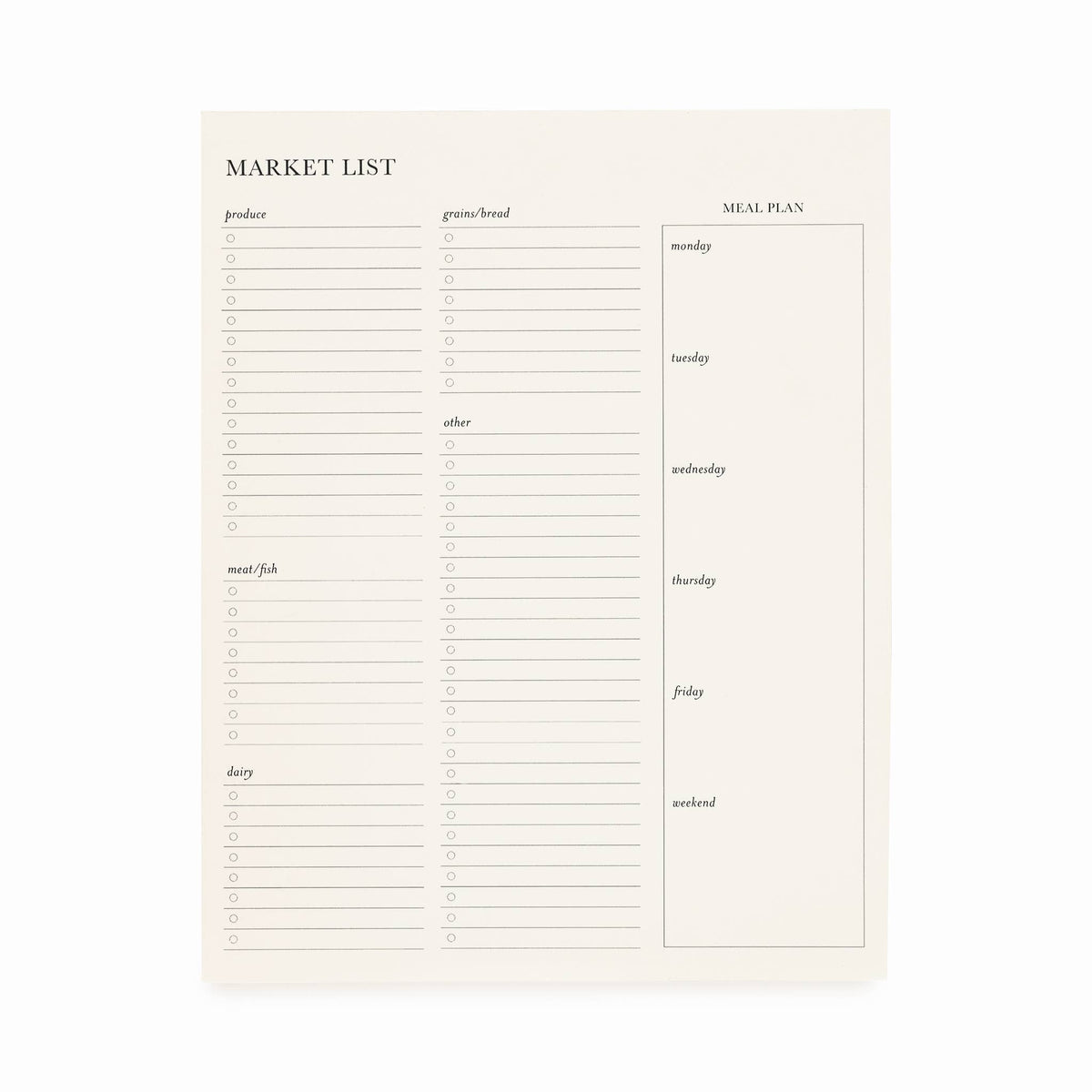 Market List Pad