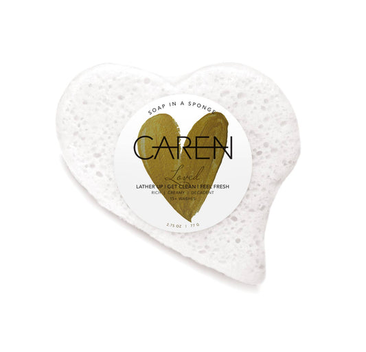 Loved White Heart Soap in a Sponge