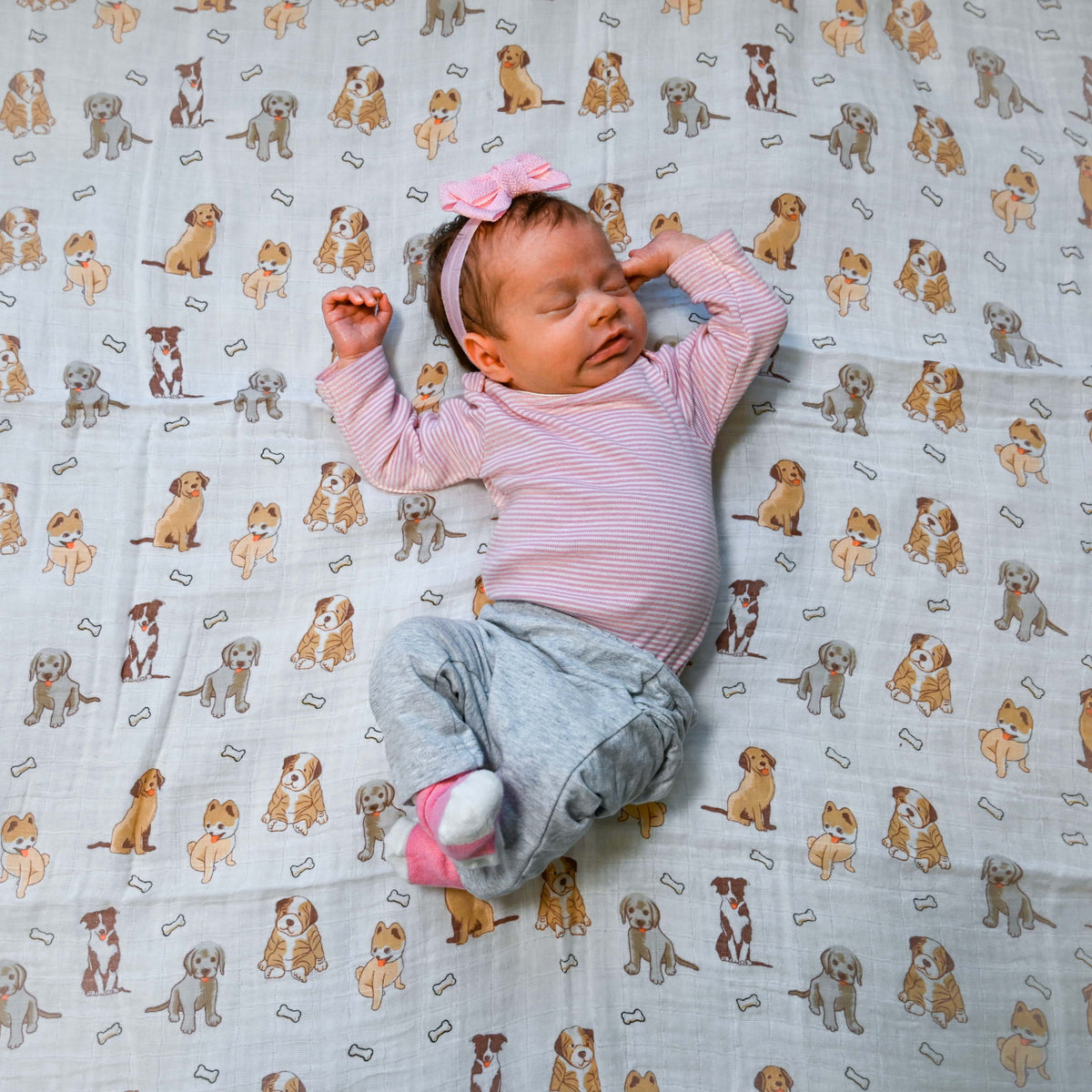 Baby Muslin Swaddle Blanket 47x47 Woof Woof
