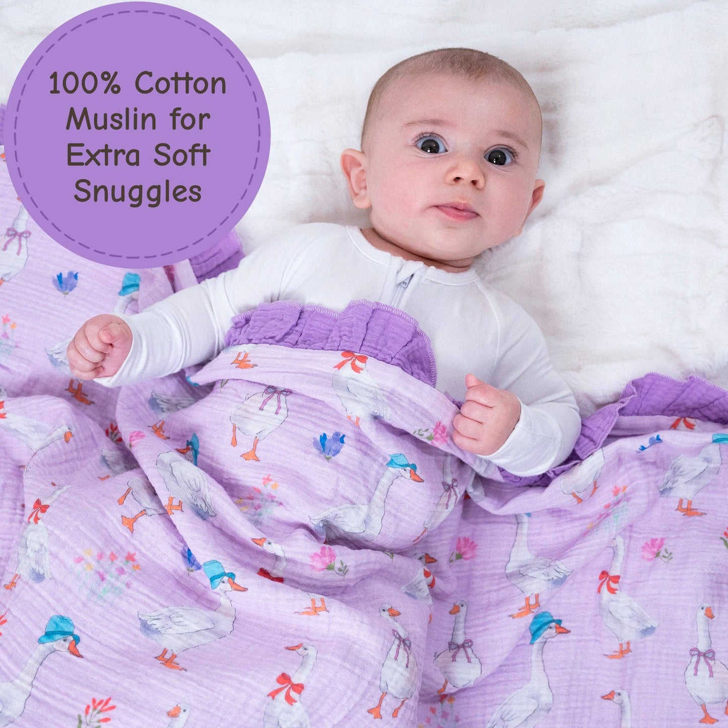 Muslin Quilt Baby & Kids Ruffle Blanket Goose Parade