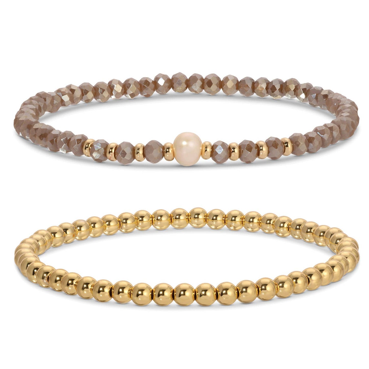 Beaded Duo Pearl Bracelet Set