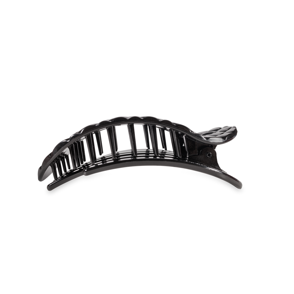 Flat Round Hair Clip | Medium | Jet Black Quilted