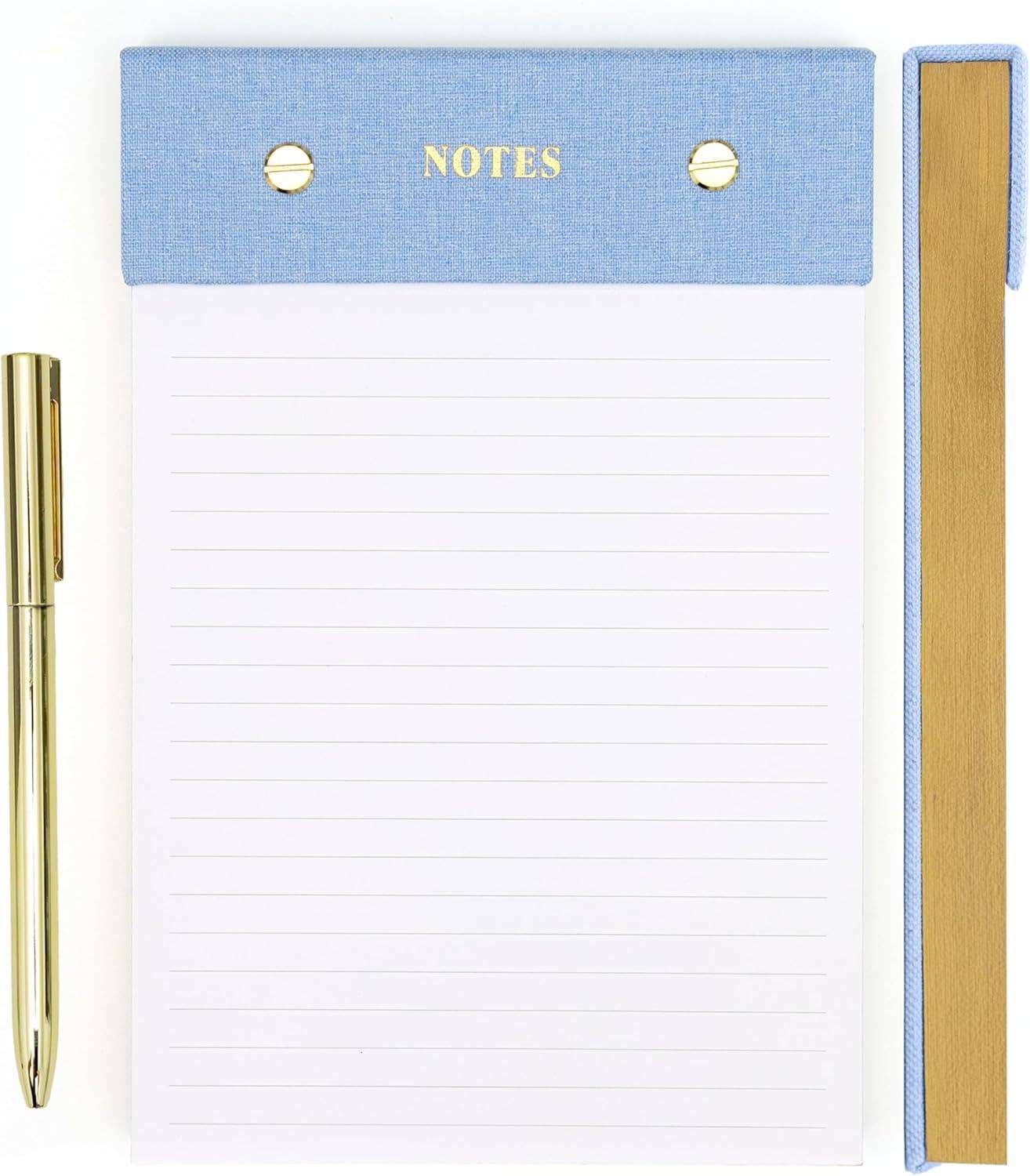 Lined Notepad Fabric Memo Pad With Pen - Light Blue