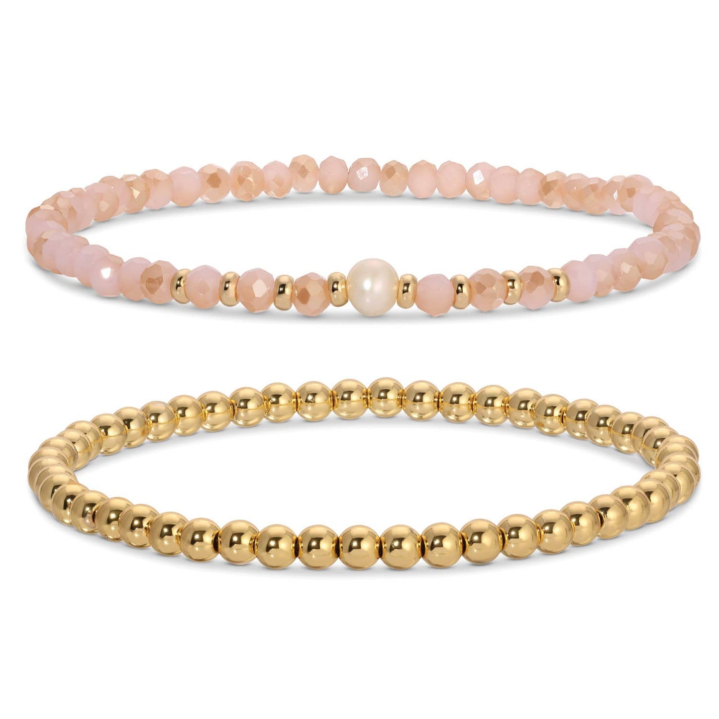 Beaded Duo Pearl Bracelet Set