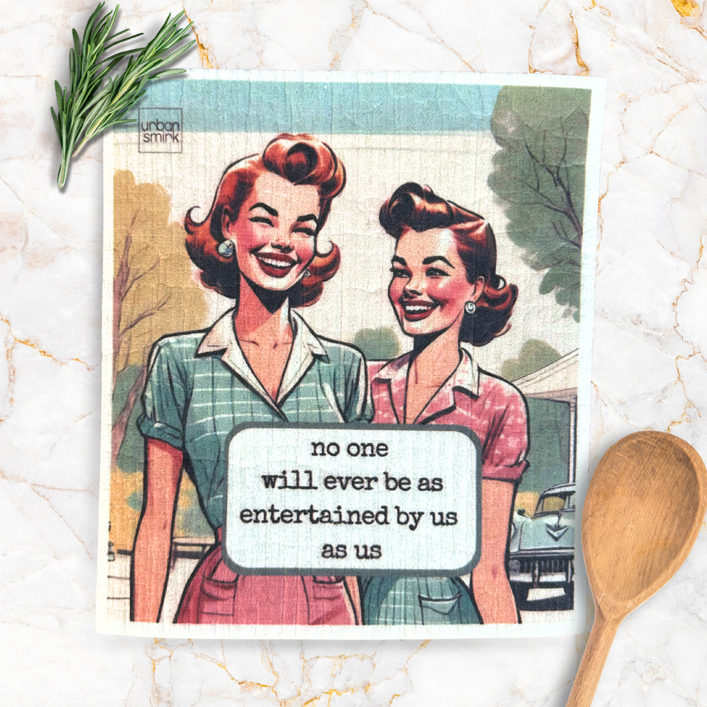 Entertained by Us - Funny Vintage Swedish Dishcloth