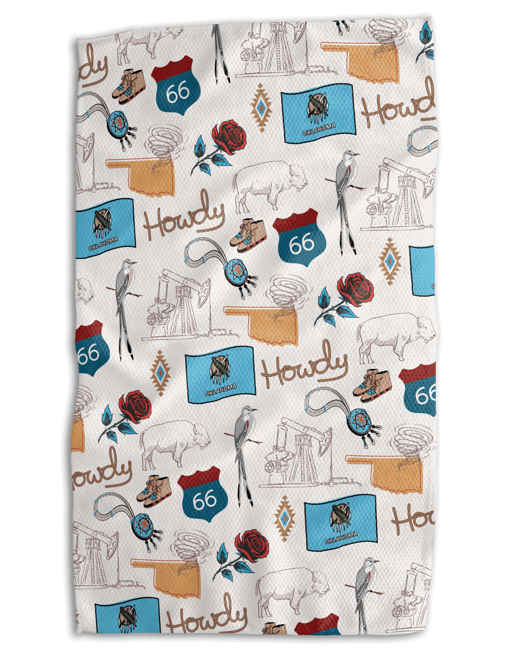 Oklahoma's Western Journey & Golden Flowers Kitchen Towel