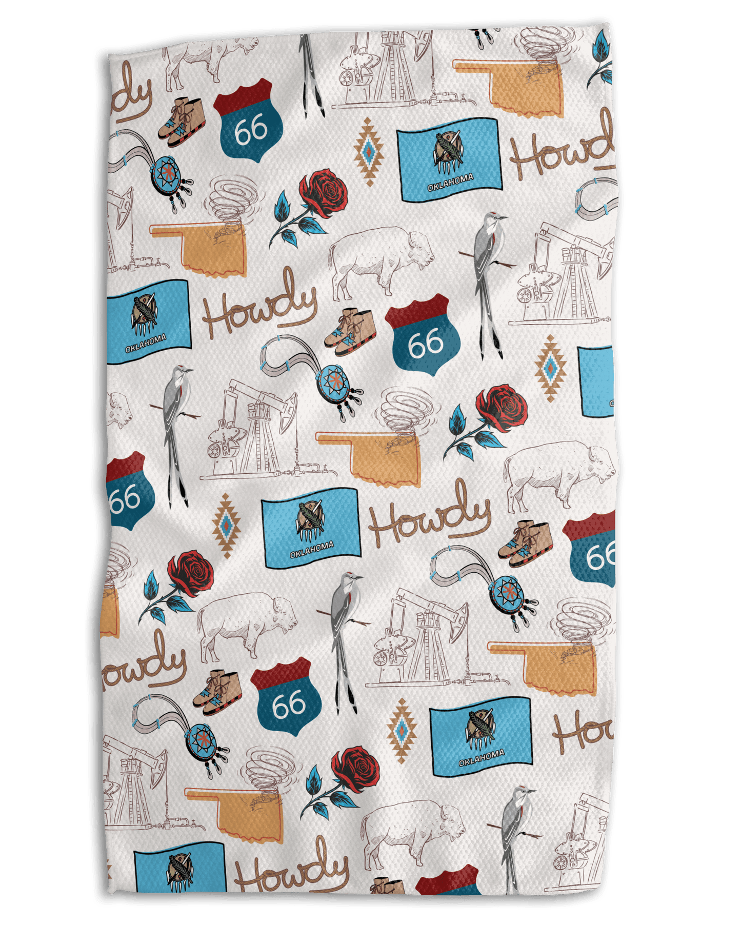 Oklahoma's Western Journey & Golden Flowers Kitchen Towel