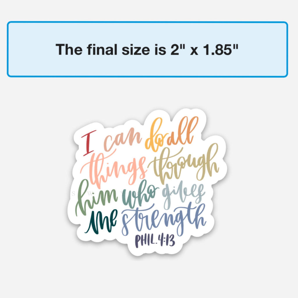 Philippians 4:13 Sticker | Christian sticker | Faith decal