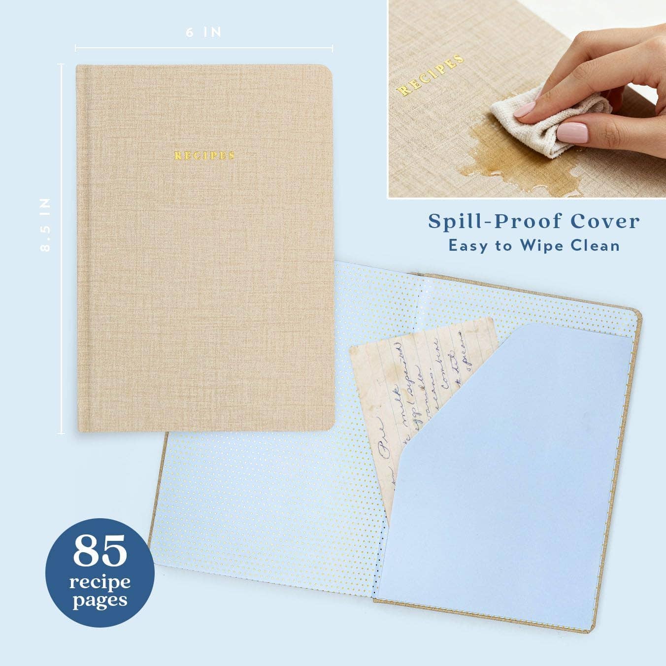 Blank Recipe Cooking Notebook - Light Blue