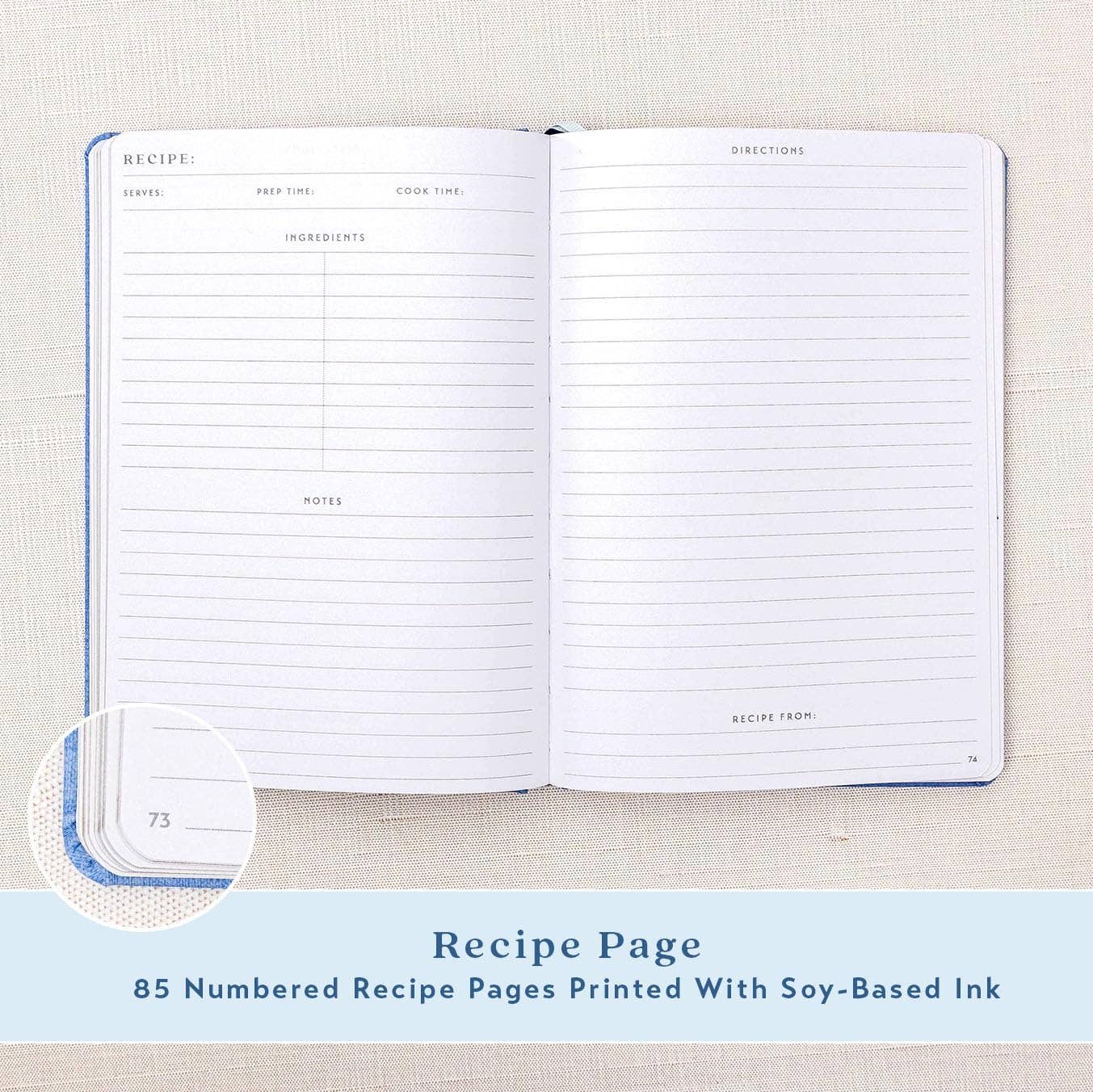Blank Recipe Cooking Notebook - Light Blue