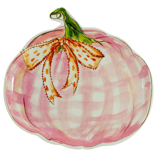 7.75" Pink Pumpkin Ceramic Plate Rosanne Beck Fall