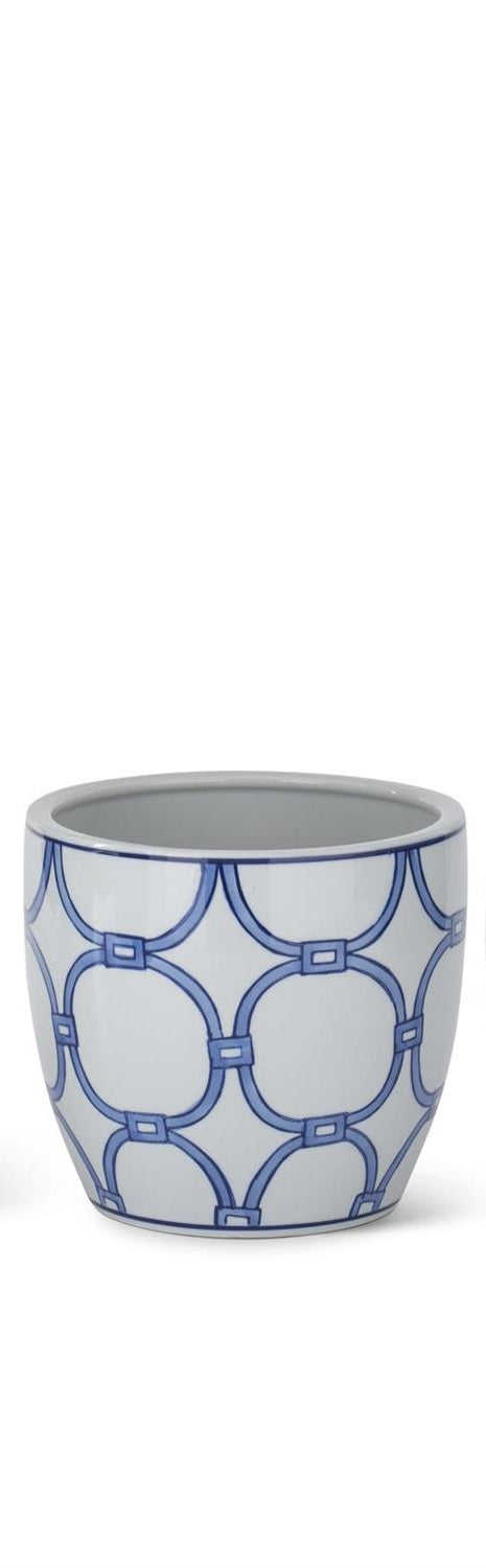 Blue and White Ceramic Pot w/ Drains
