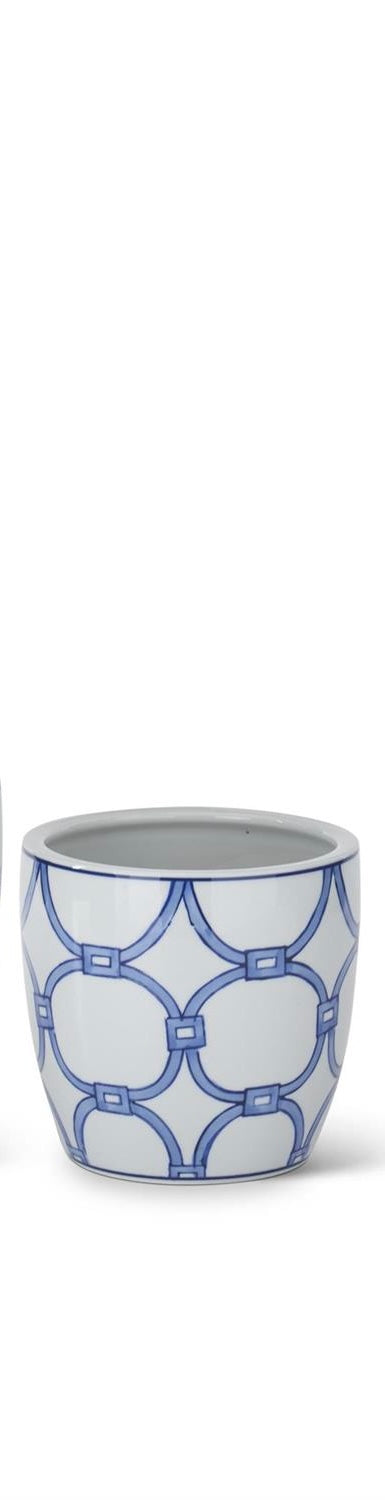 Blue and White Ceramic Pot w/ Drains