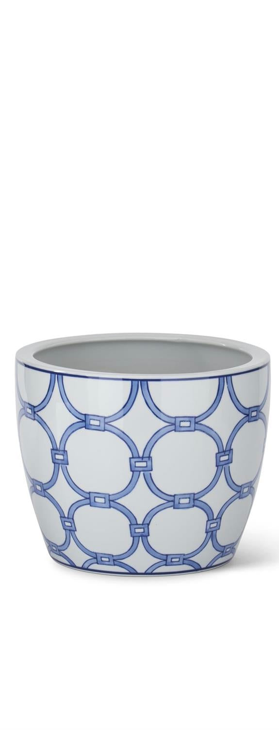 Blue and White Ceramic Pot w/ Drains