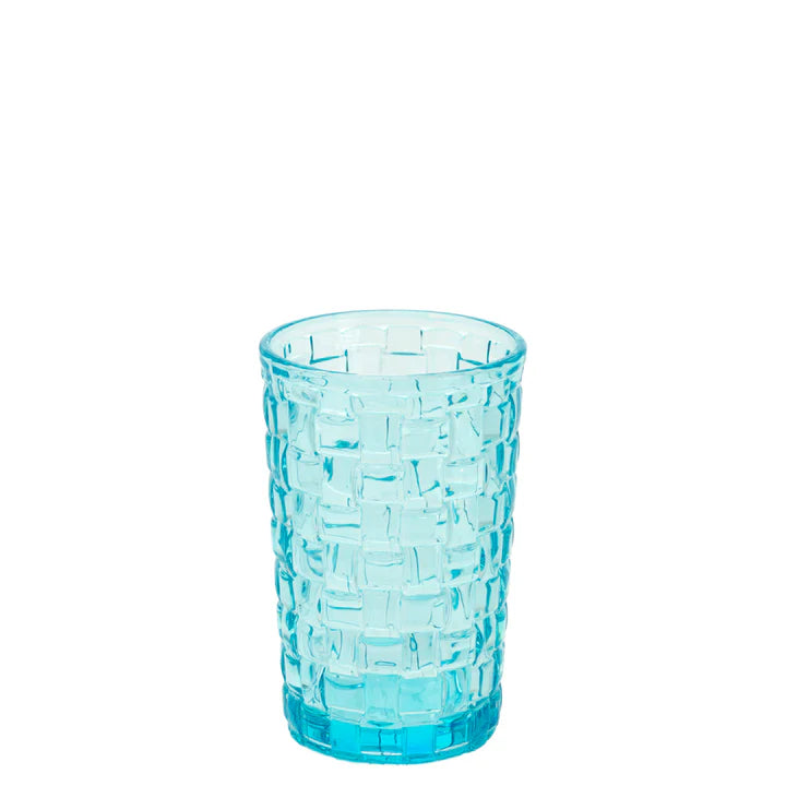 Blue Sea Basketweave Drinking Glass