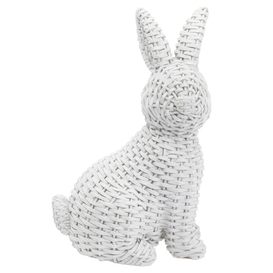 White Wicker Sitting Bunny