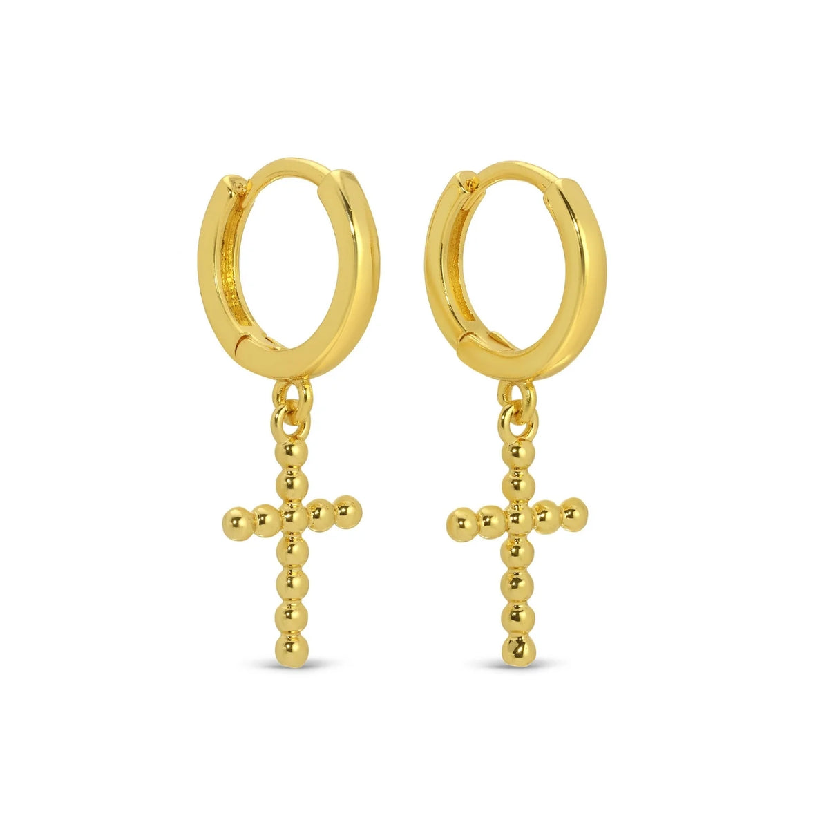 Cross Drop Gold Huggies
