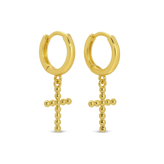 Cross Drop Gold Huggies