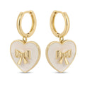 Huggies w/ Bow Accented White Heart