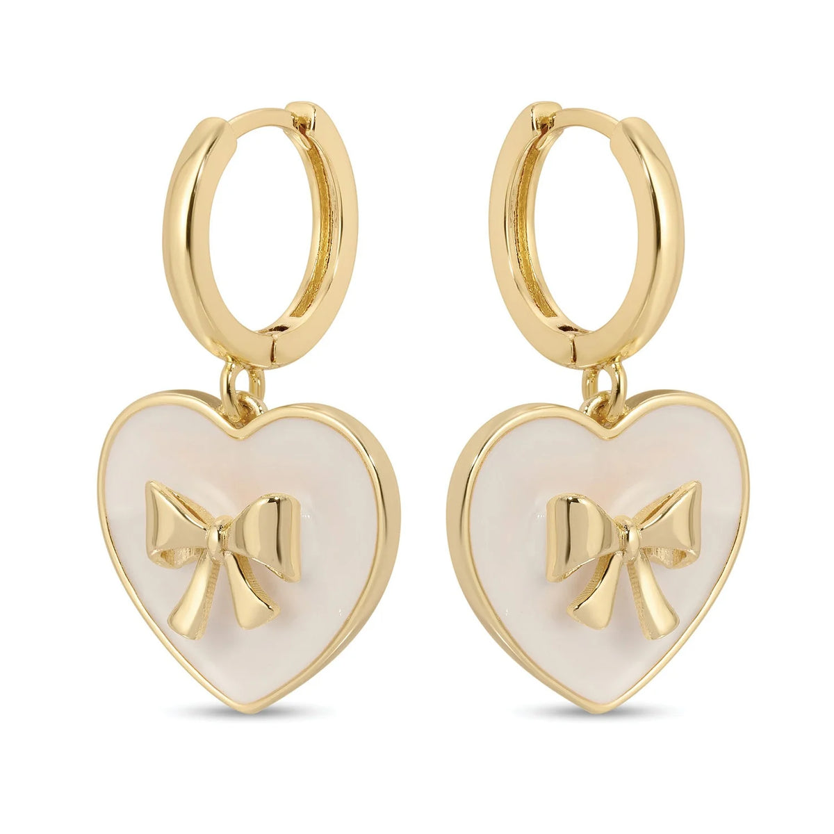 Huggies w/ Bow Accented White Heart