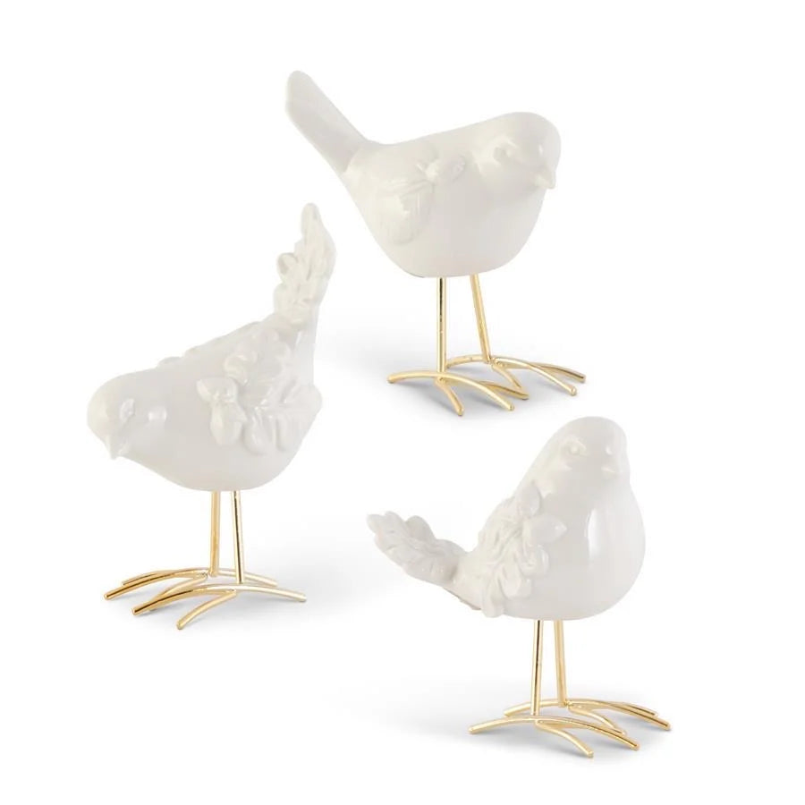 White Porcelain Bird w/ Gold Legs