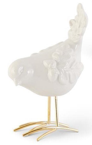 White Porcelain Bird w/ Gold Legs