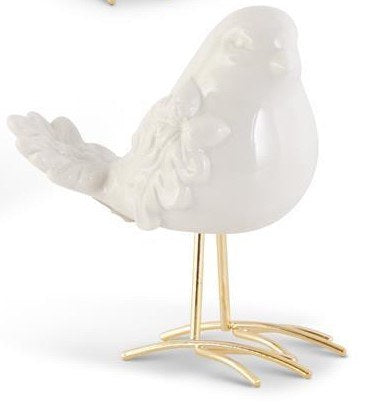 White Porcelain Bird w/ Gold Legs