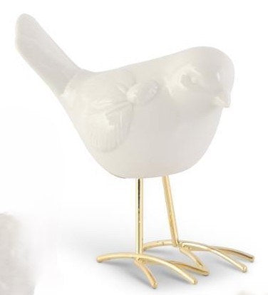 White Porcelain Bird w/ Gold Legs