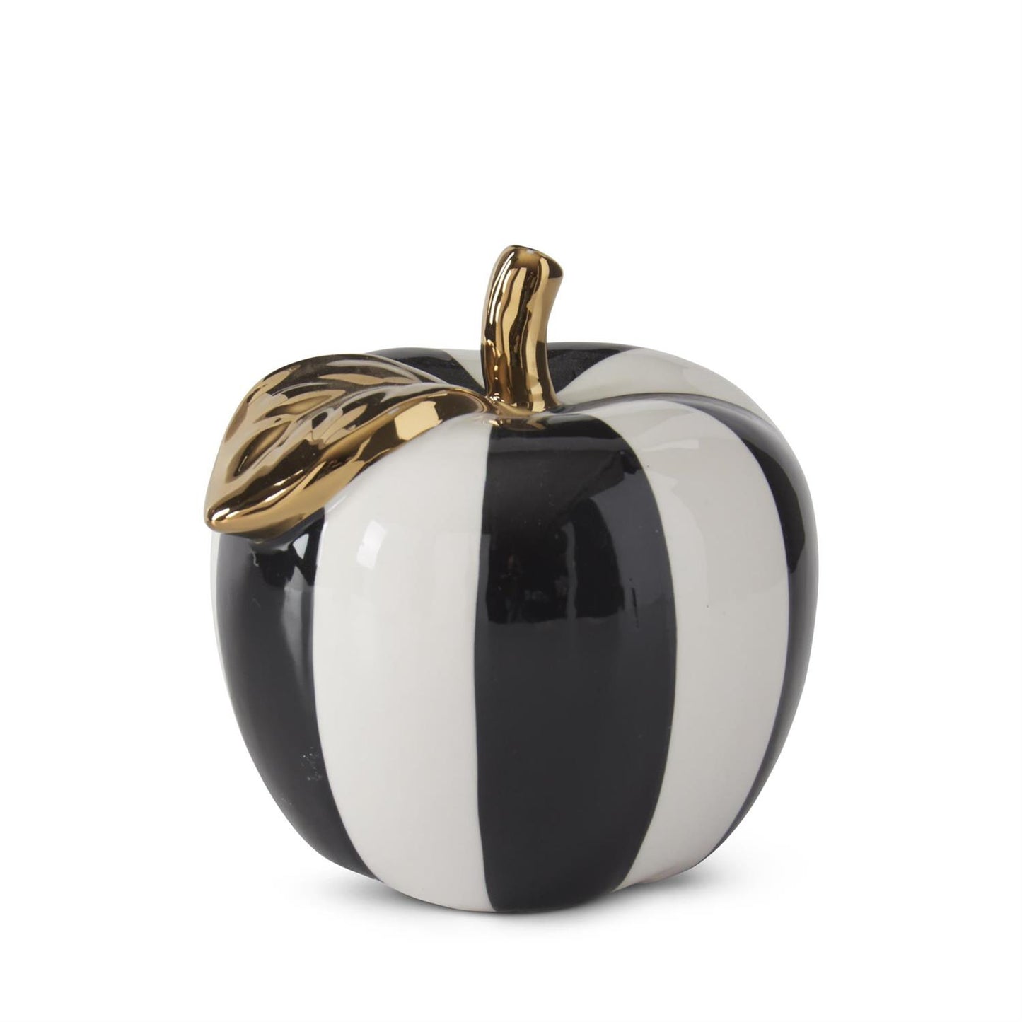 Black & White Striped Ceramic Apple