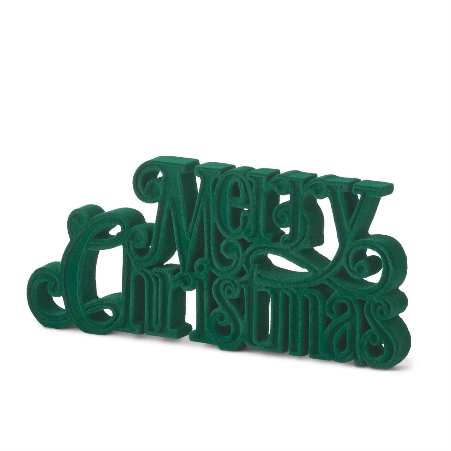 Green Velvet Resin Merry Christmas Cutout