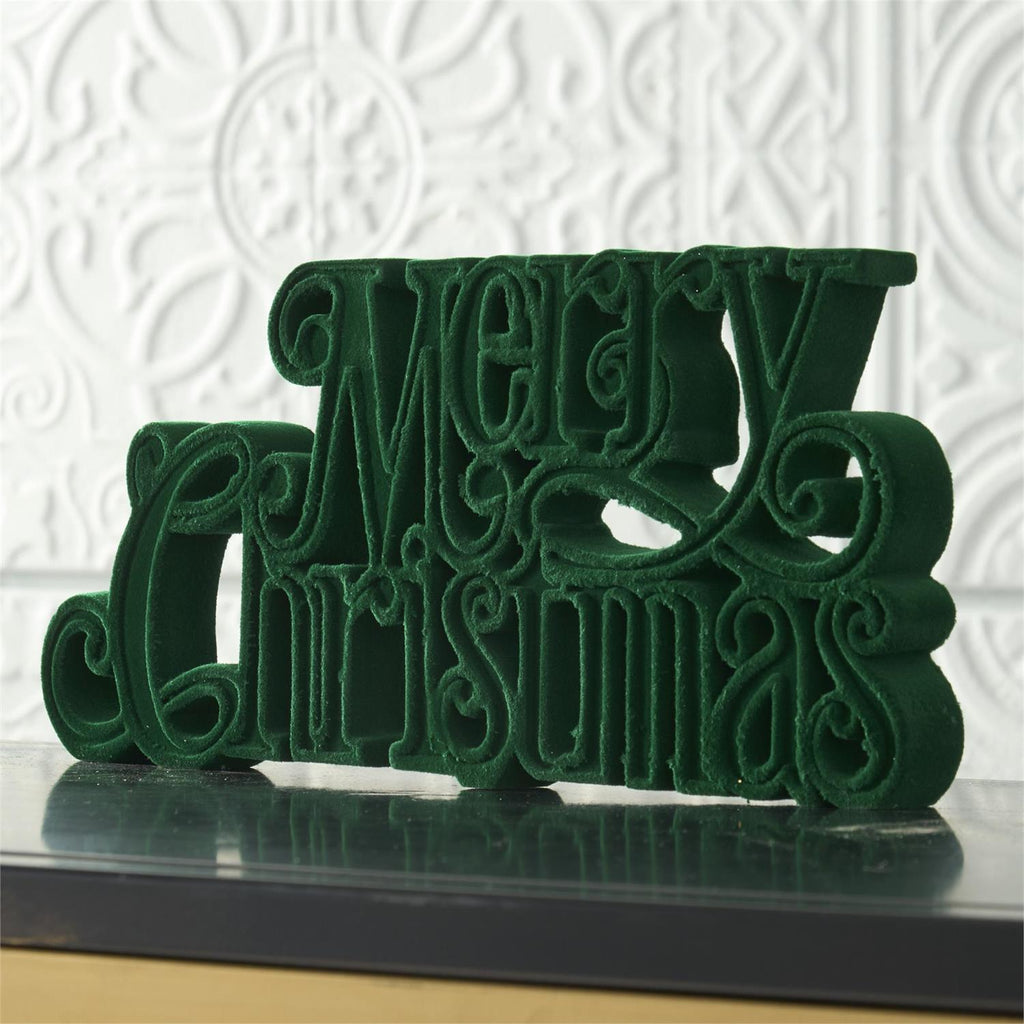 Green Velvet Resin Merry Christmas Cutout
