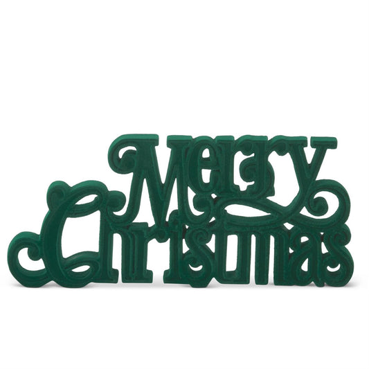 Green Velvet Resin Merry Christmas Cutout