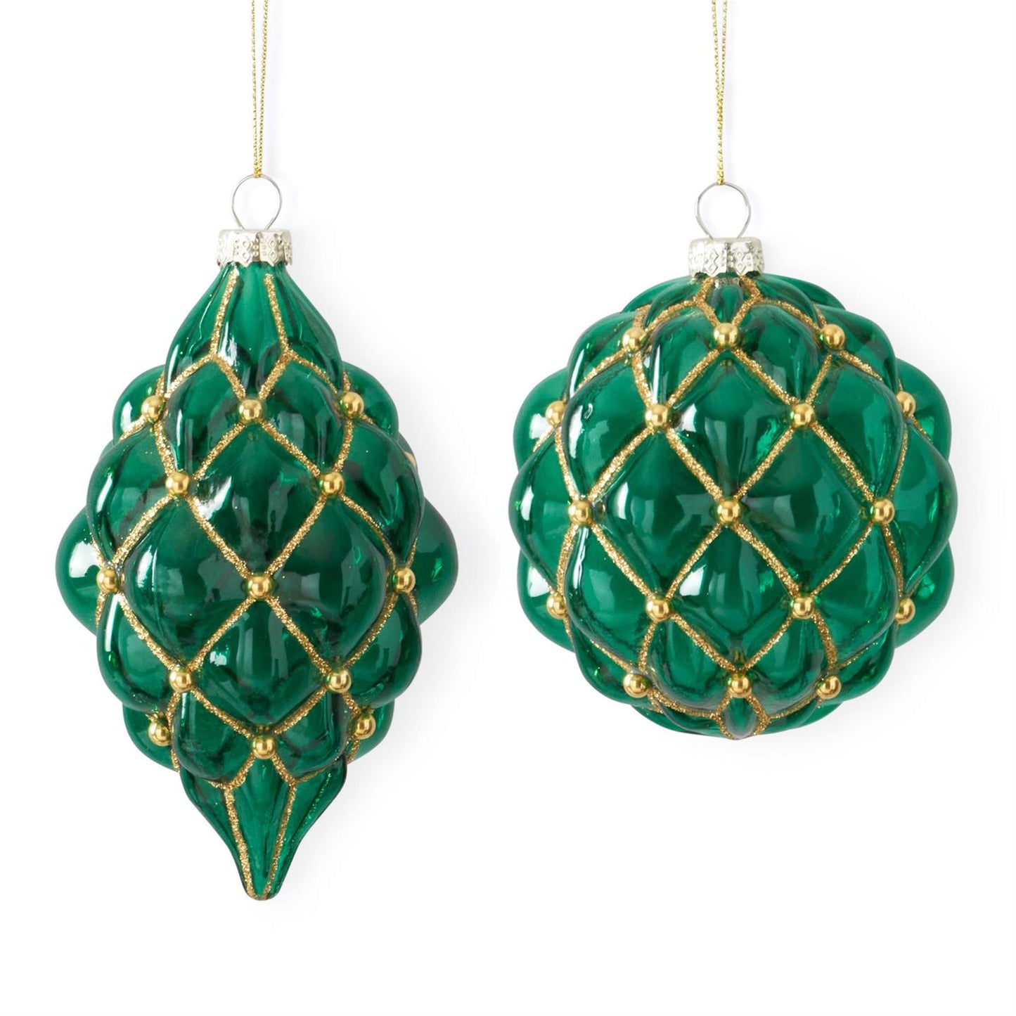 Green & Gold Pattern Glass Ornament