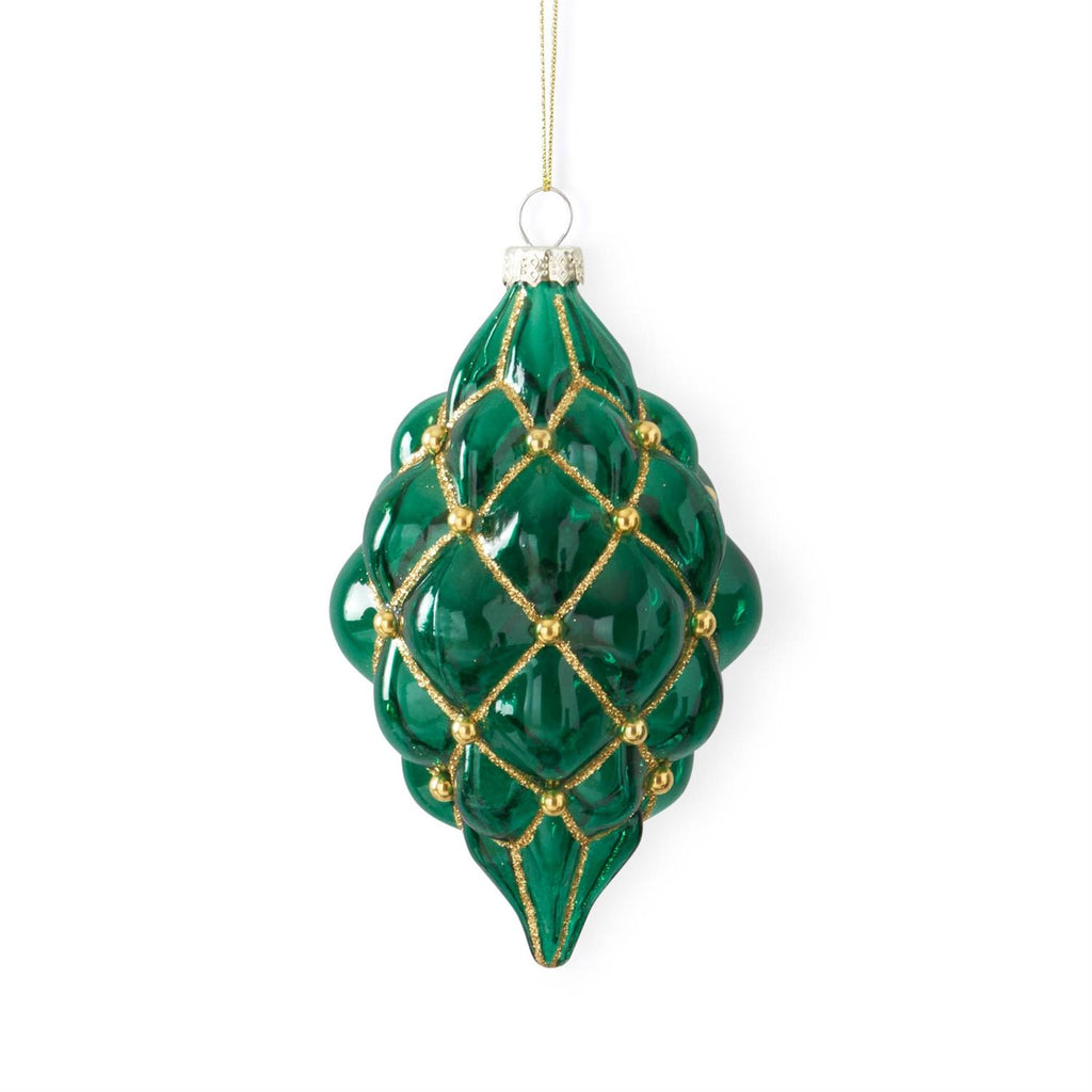 Green & Gold Pattern Glass Ornament