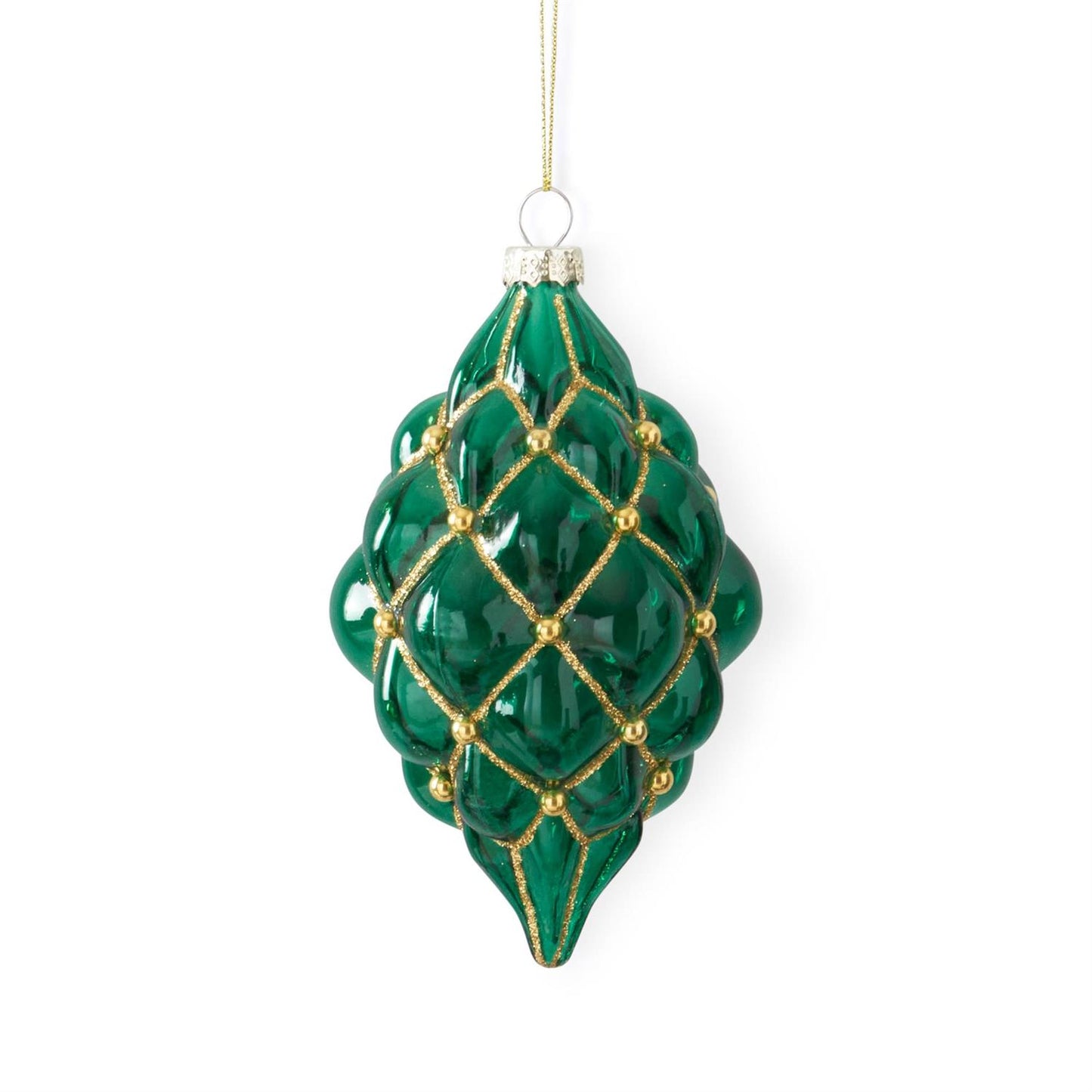Green & Gold Pattern Glass Ornament