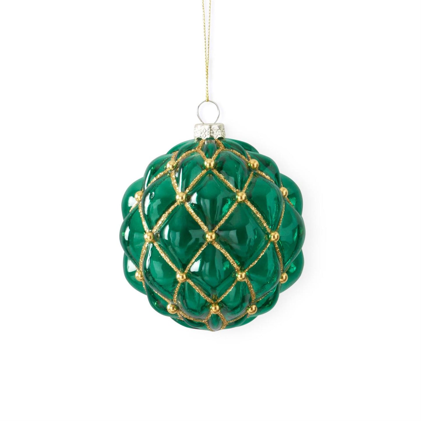 Green & Gold Pattern Glass Ornament