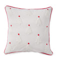 White Cotton Pillow w/Trees & Red Embroidered Stars